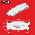 Hacker-Model HCT9668 - H0 - Bogen Segment 1-gleisig, R 10 = 888, 0 mm 15°,W 80 mm (6 Stück)